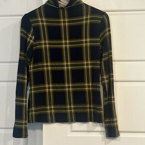 Philosophy Navy and Yellow Plaid Turtleneck, Super Soft! (Xs)